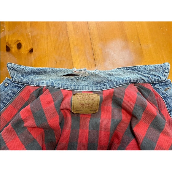 Vintage Levi's Trucker Jacket 70417 80s 90s Buffalo Plaid Size M - Picture 16 of 16